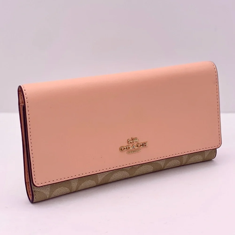 Coach Slim Trifold Wallet In Signature Canvas - Picture 8 of 12